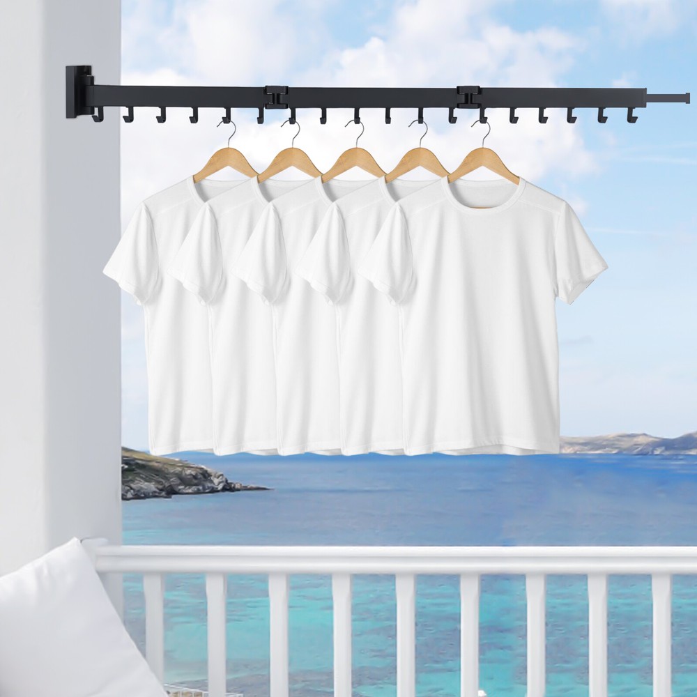 Folding Space Aluminum Clothes Drying Rack - Wall-Mounted & Adjustable