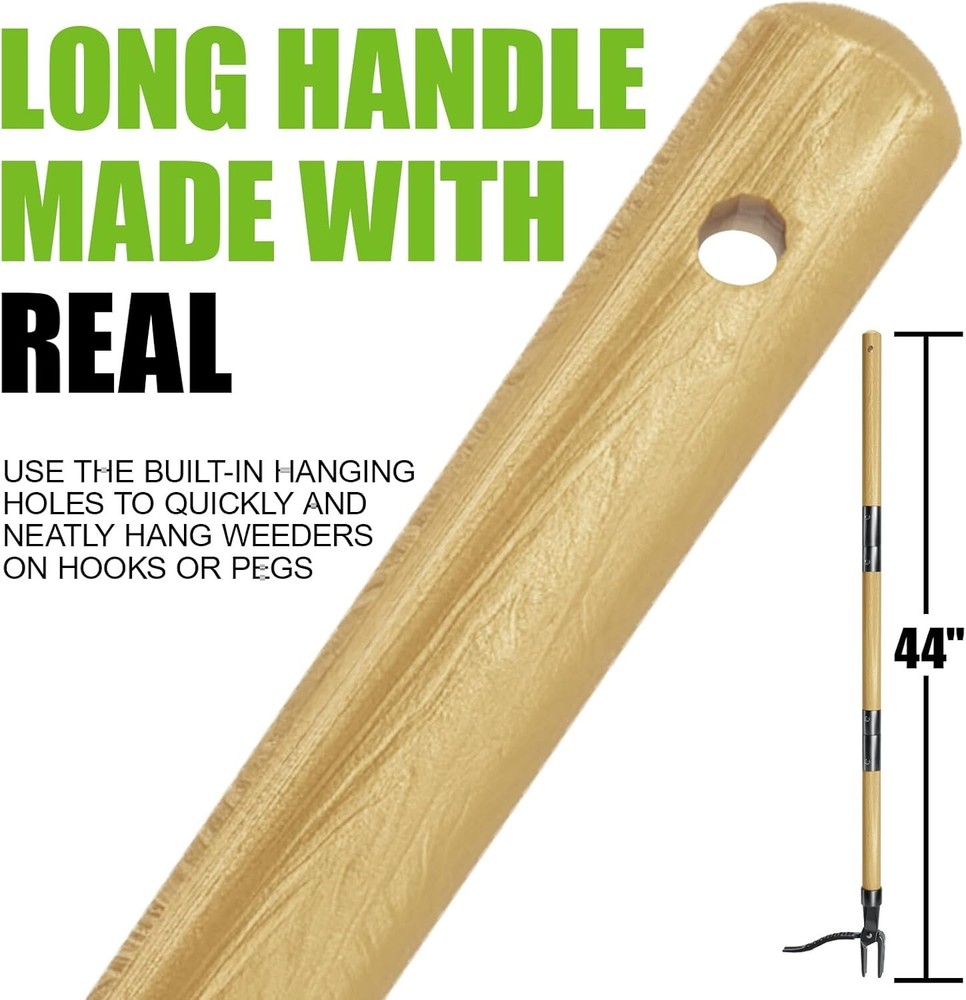 Weed Puller Tool, 46-Inch Stand Up Weed Puller, Made with Real Bamboo & 4-Claw