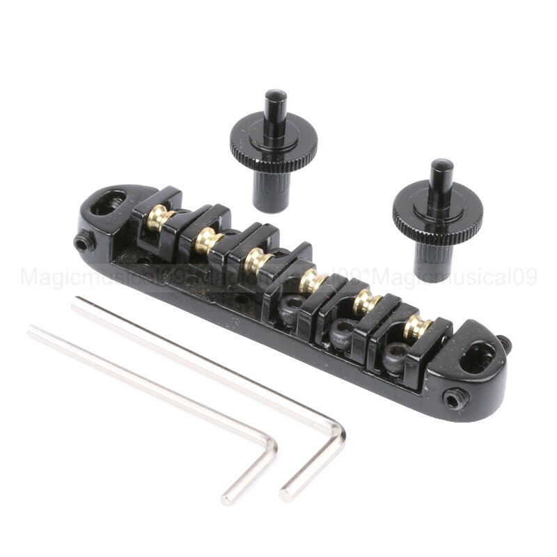 BLACK BRASS ROLLER SADDLE TUNE-O-MATIC BRIDGE FOR LP GUITAR
