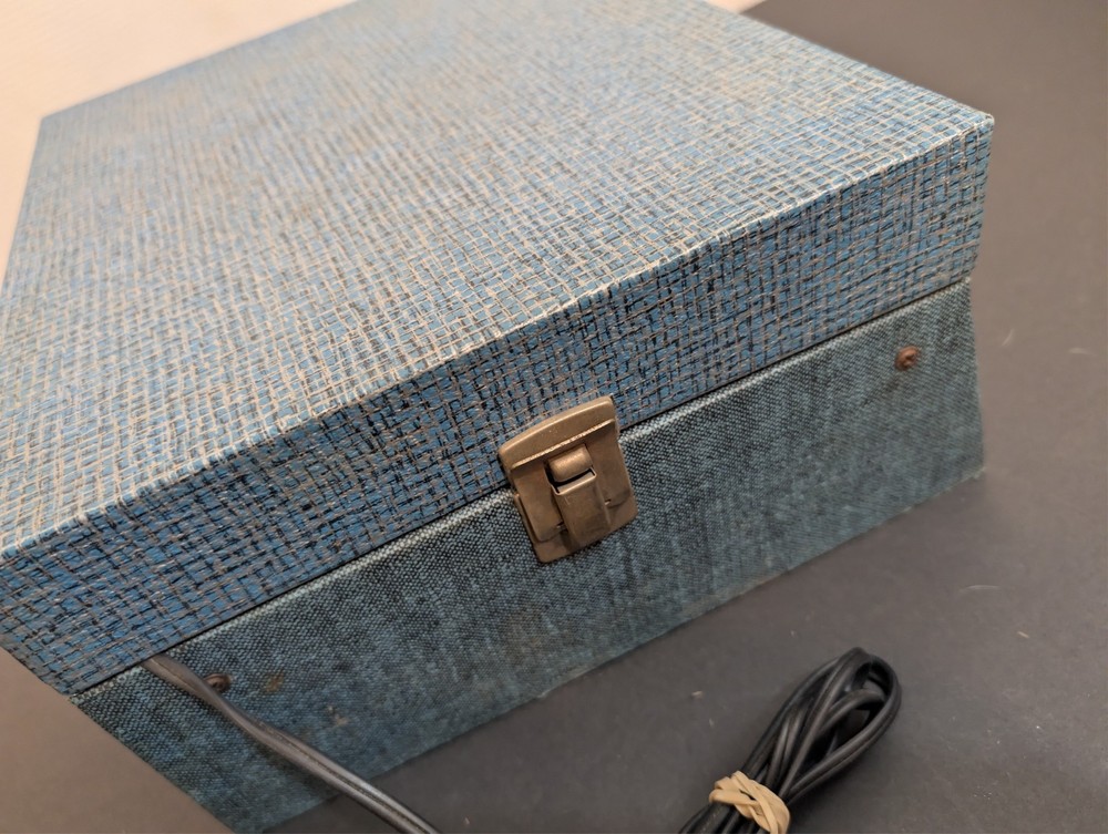 VTG Decca Portable Record Player Solid State Tested & Works Great See Video Blue