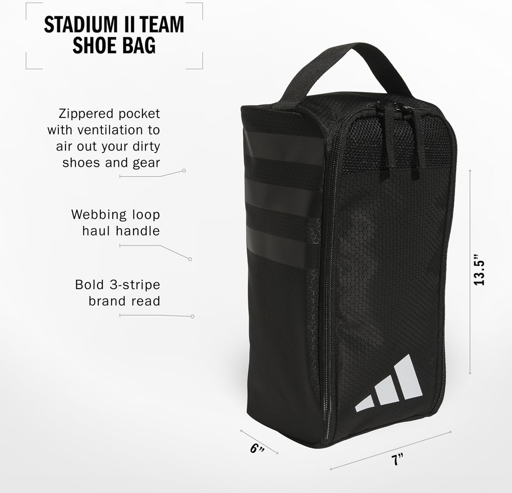Stadium 2 Team Shoe Bag, Black/White/2, One Size