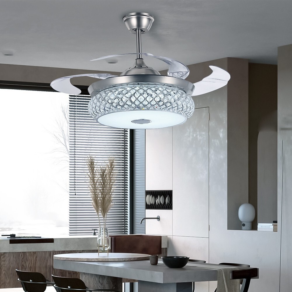 42" Silver Colorful Bluetooth Invisible Fan Light with Remote Control