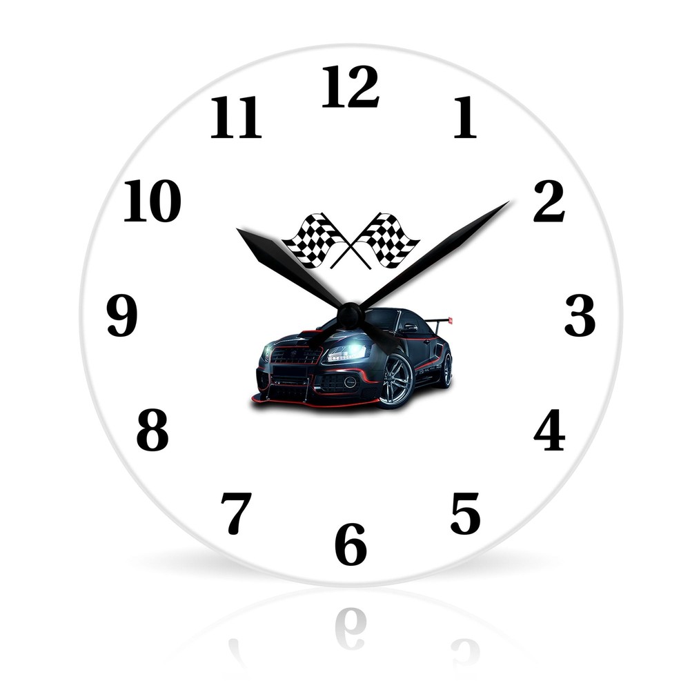 Racing br Round Acrylic Wall Clock 10.75"