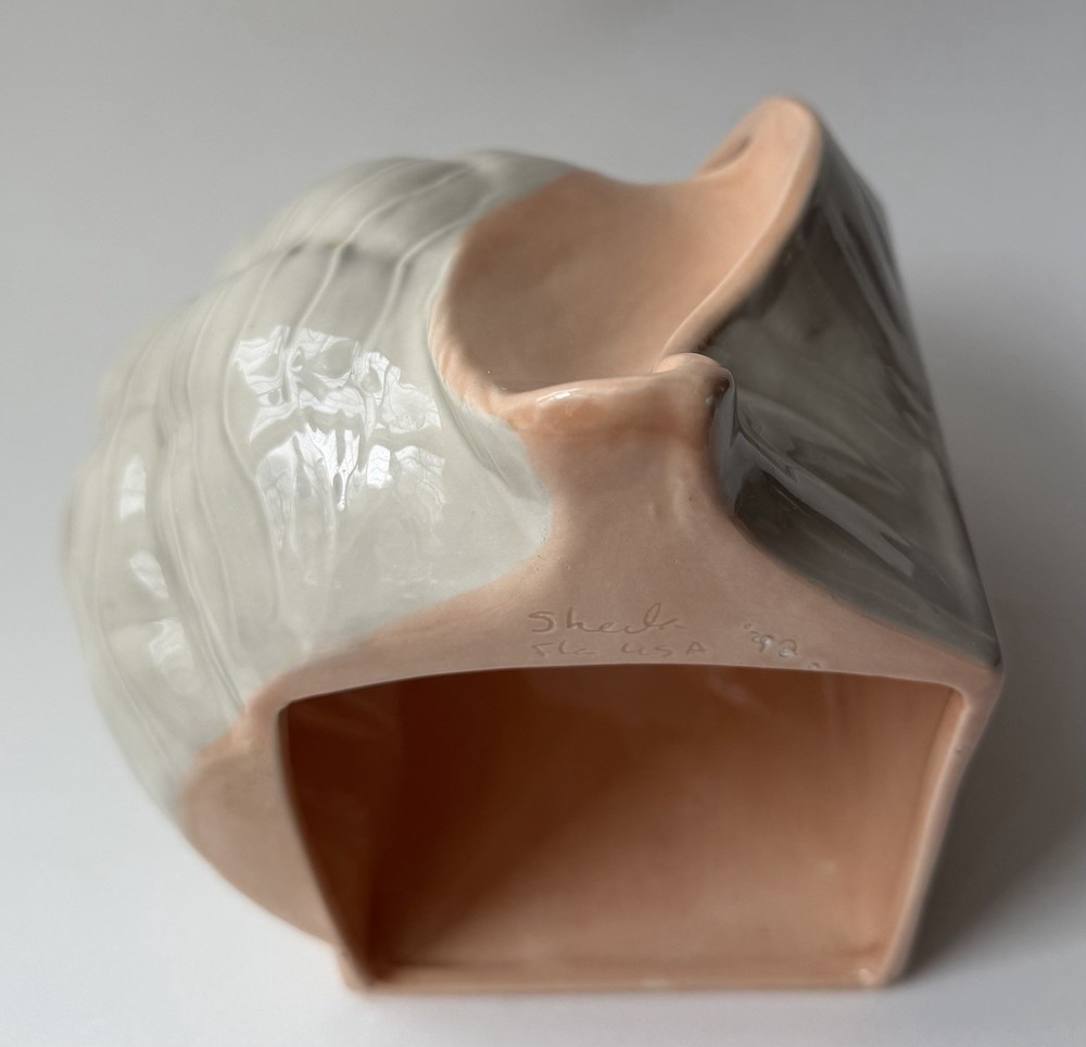 Ceramic Conch Shell Shaped Tissue Box Cover Gray/Peach -TC