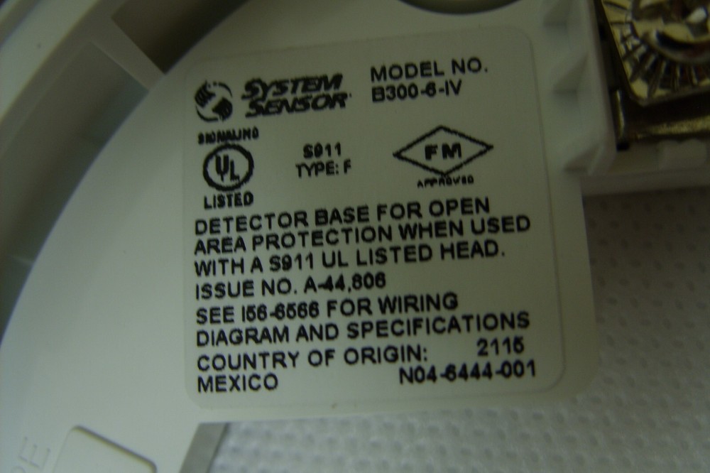 System Sensor B300-6-IV ~ 6" Detector Base Low-Profile Standard Flanged - Ivory