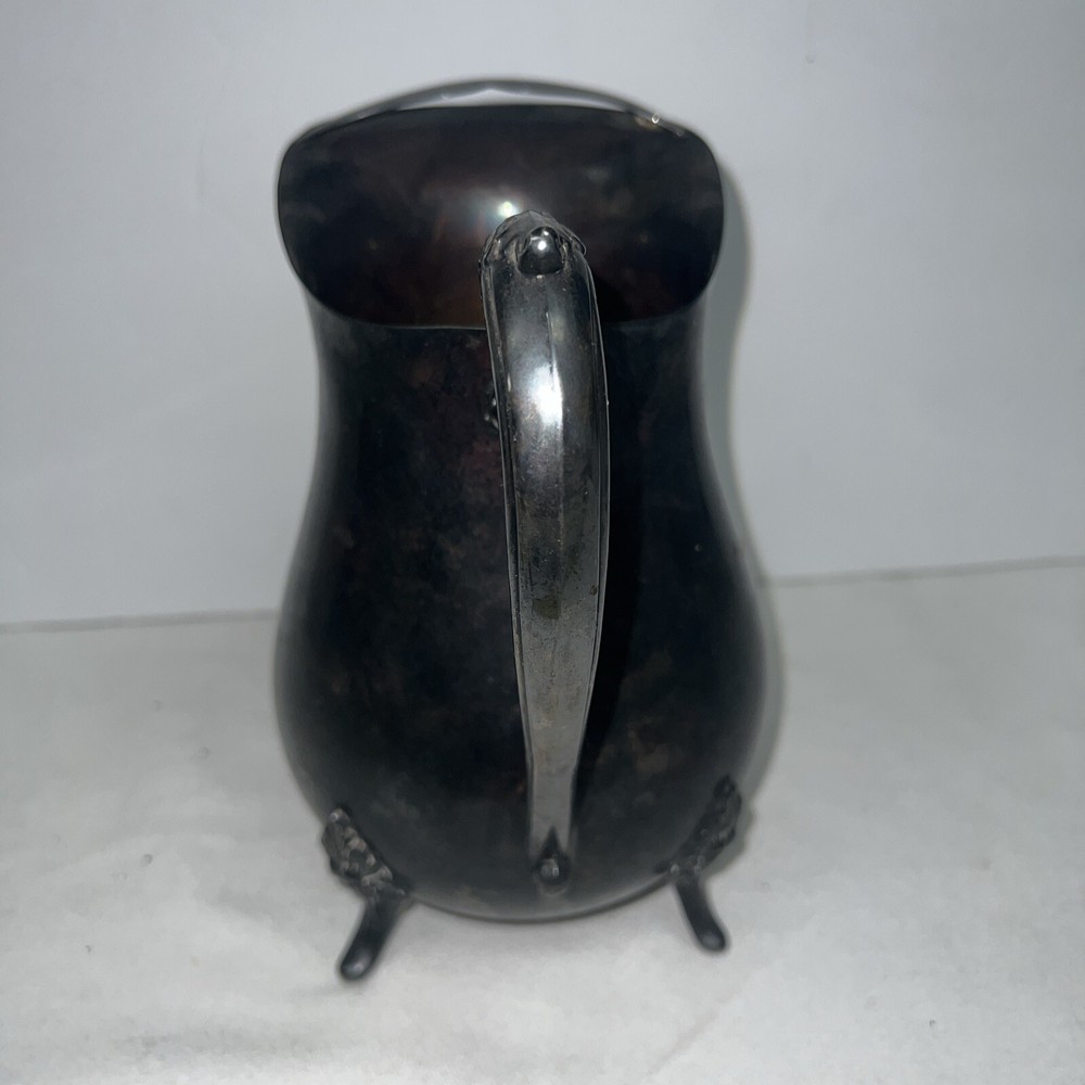 Vintage Silver Plated Water Pitcher Ice Guard Footed