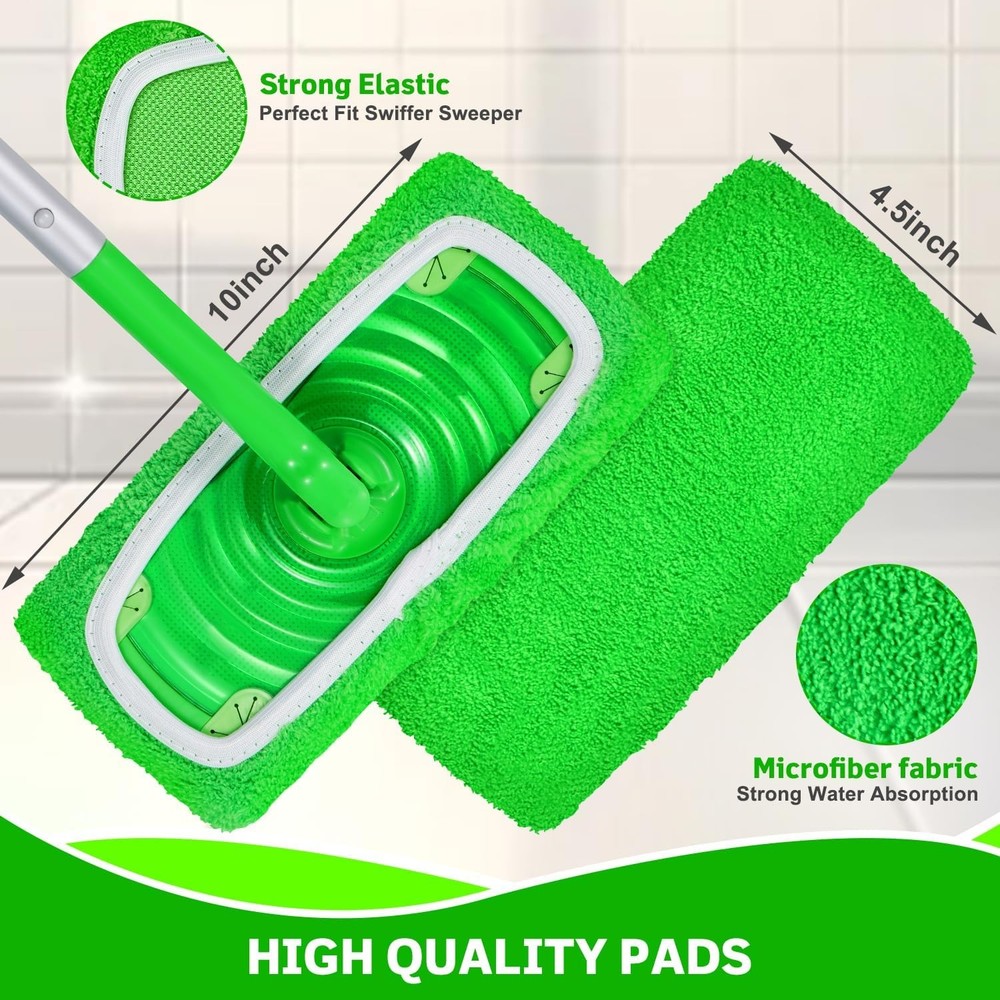 🔥 8 Pack Reusable Microfiber Mop Pads Compatible with Swiffer Sweeper Washable