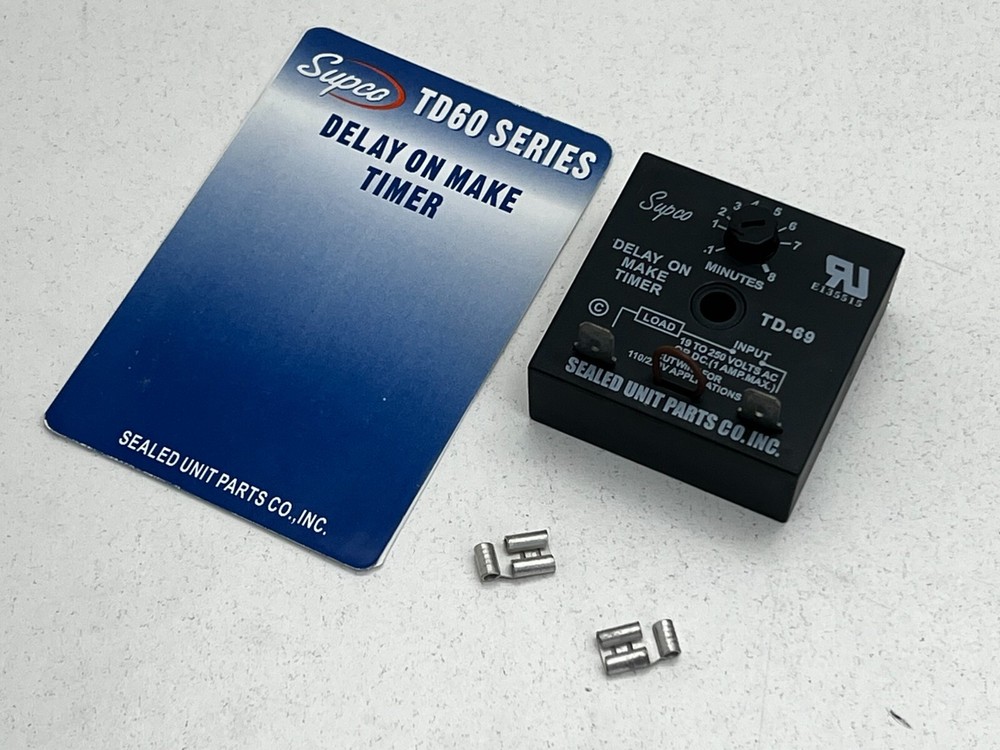Supco TD-69 Delay on Make Timer HVAC Time Control, 19-250VAC, 0.1-8-Minutes