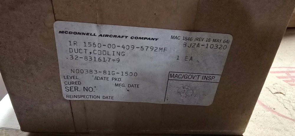 BOEING COOLING DUCT 32-831617-9 1560-00-409-6792