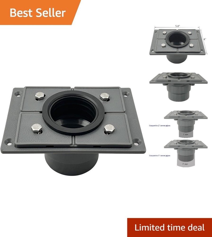 PVC Shower Drain Base Kit Include 2 Inches PVC Shower Drain Base Flange, Rubb...