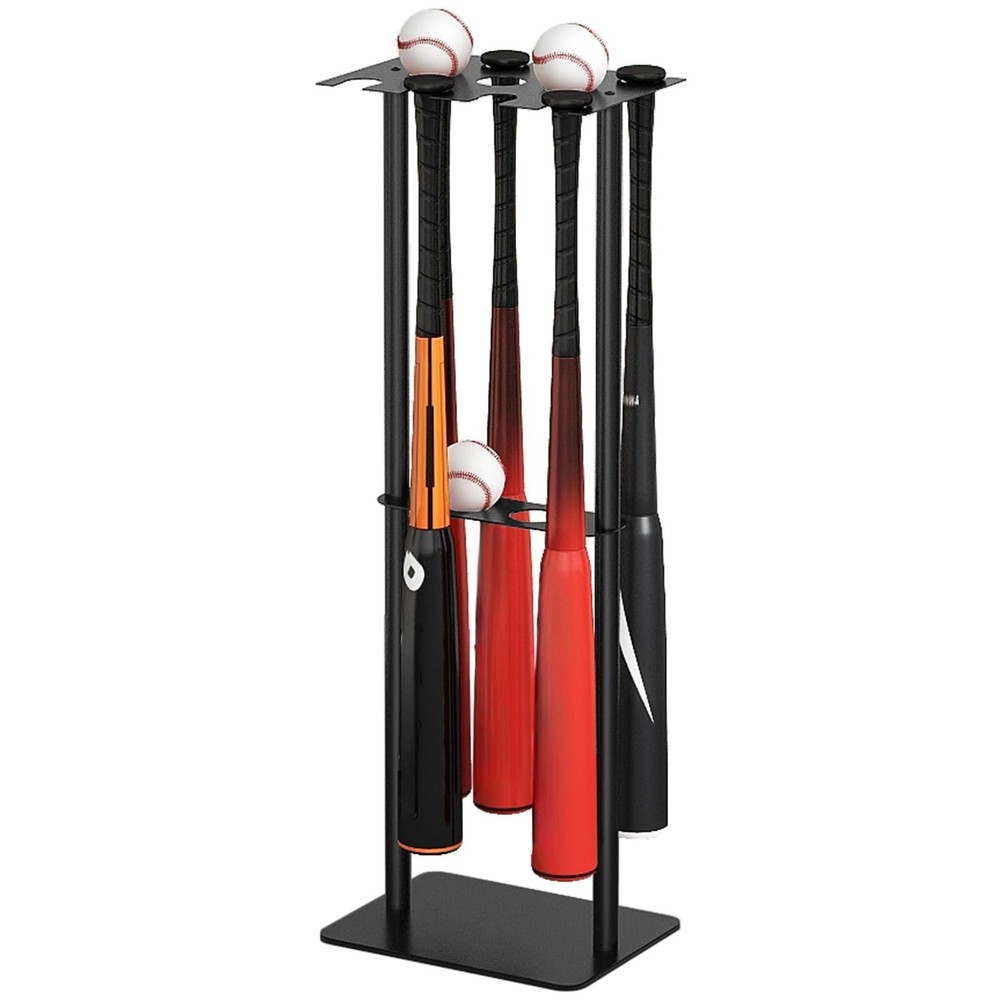 Gypie Baseball Bat Holder Stand - 8 Bats, 5 Balls Display, Free Standing