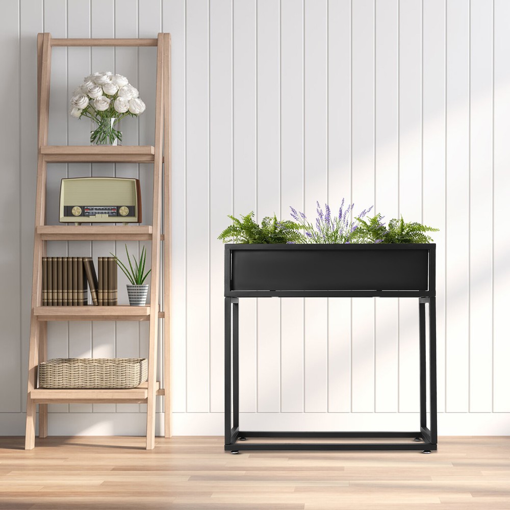 28*8*28" Elevated Planter Box Tall Rectangular Planter Garden Plant Stand Black