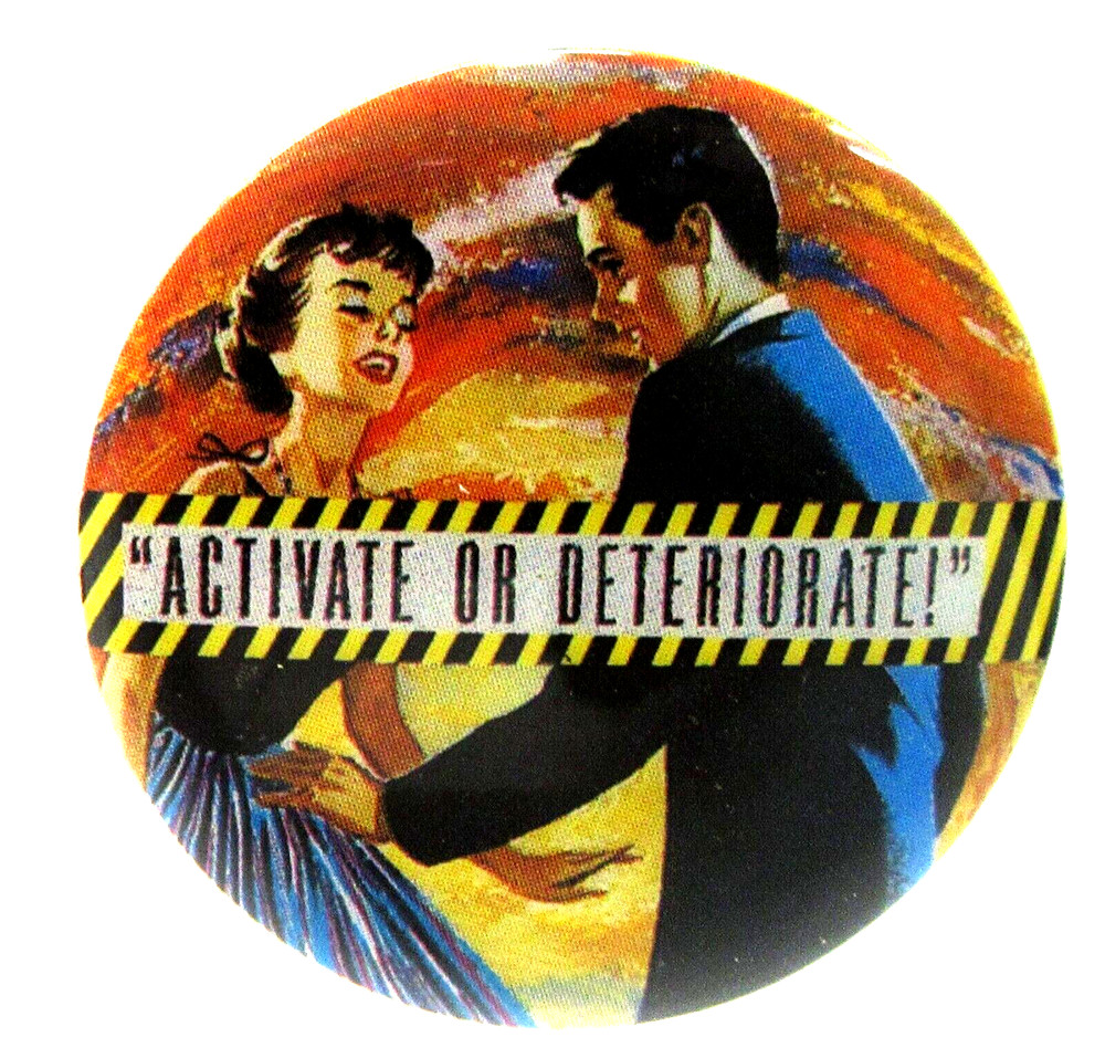1980 Bob Holmes ACTIVATE OR DETONATE Easy Aces 1.25" pinback button
