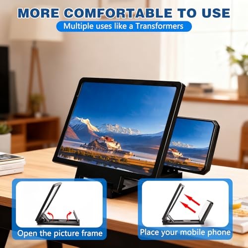 12" Big Screen Phone Magnifier—3D HD Foldable—Foldable