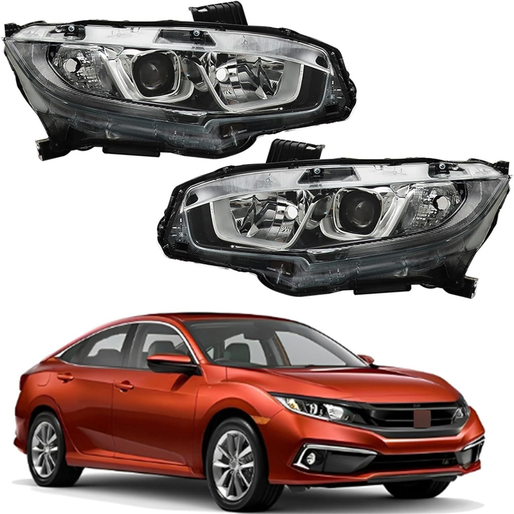 Headlights Replacement for Honda Civic 2016 2017 2018 (Factory Halogen) Front He