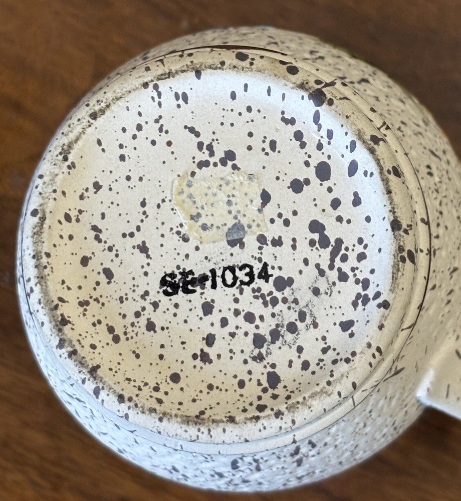 Stoneware Pottery Pitcher With Painted Flower Design