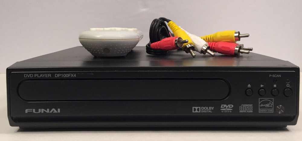 Funai DP100FX4 DVD Video Player Progressive Scan With Remote, AV Cables, Tested