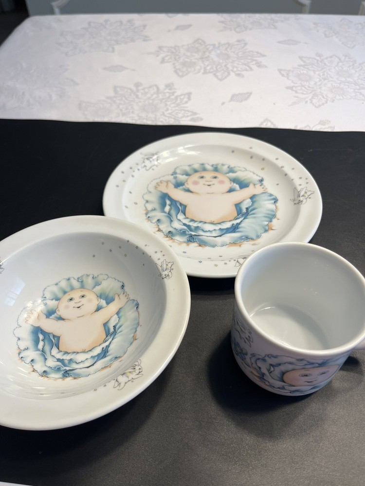 Royal Worcester Cabbage Patch 3 Piece Set Plate Bowl Cup England