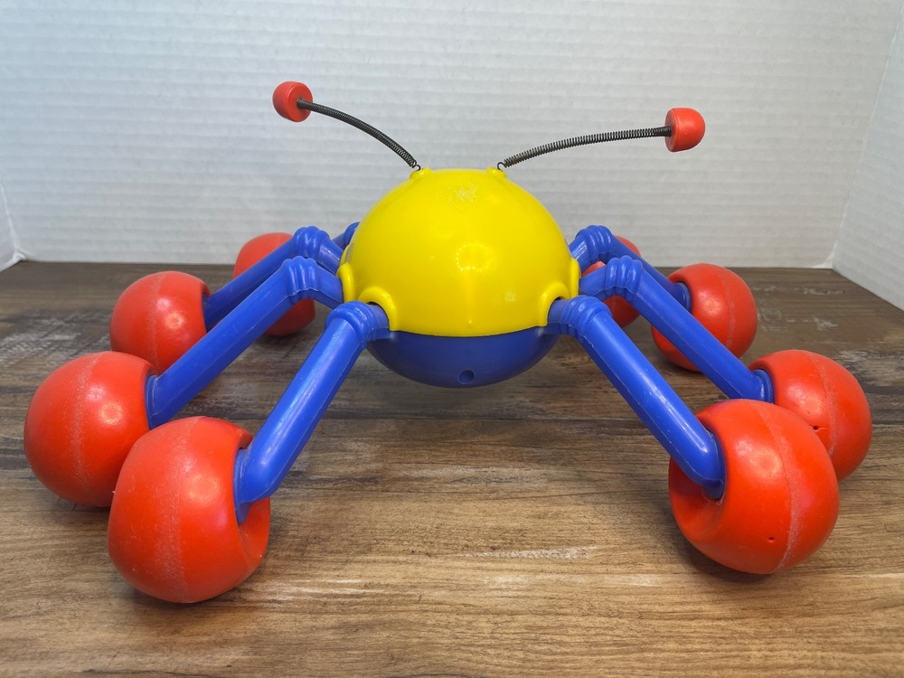 Vintage 80's Kiddicraft Pull Along Spider Toy Spring Antennas