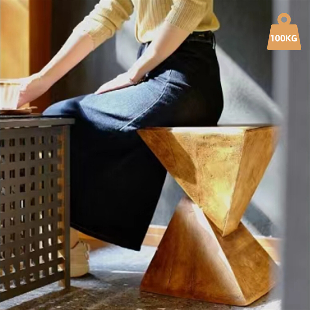 Modern Light-weight Concrete Accent Table Geometric Side End Table Natural Look