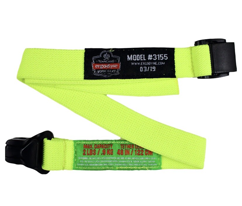 Ergodyne SQUIDS 3155 Hard Hat Lanyard w/ Clamp,Elastic,Lime