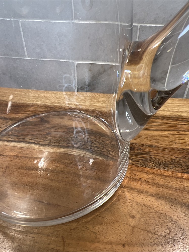 HAND BLOWN CRYSTAL ETCHED PITCHER 48oz OPEN LIP CRYSTAL APPLIED HANDLE