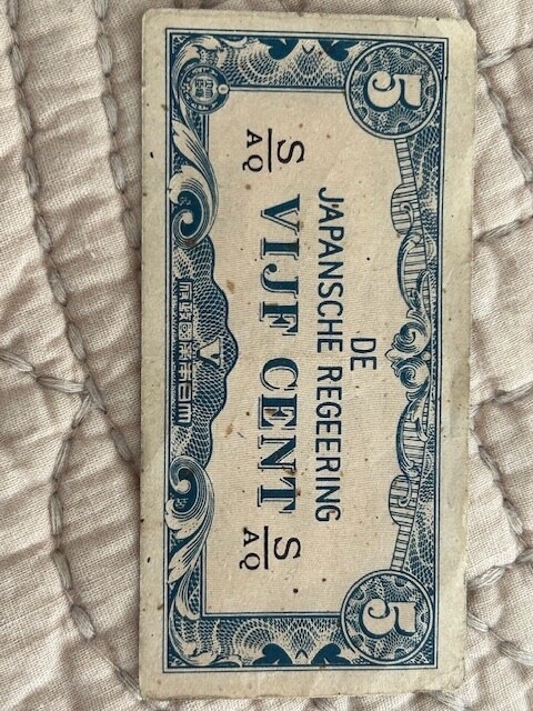 Netherlands Indies 5 Cent 1942 WWII Banknote