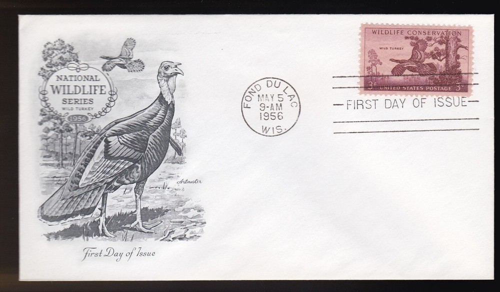 WILD TURKEY #1077 US FIRST DAY COVER 1956, ARTMASTER CACHET FDC