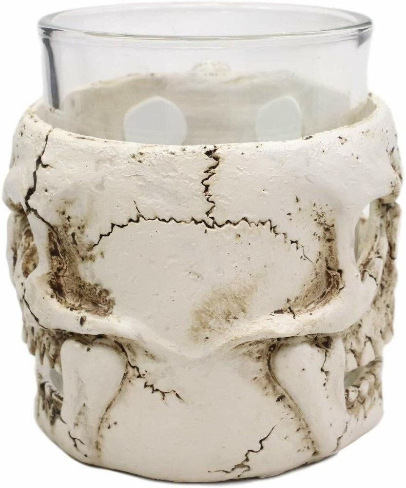 Ebros Grinning Human Skull Drinking Mug 7oz Resin With Glass Cup Insert & Handle