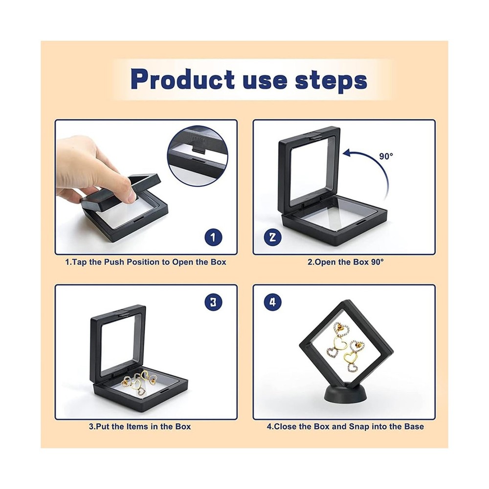 4 Pcs 3D Floating Display Case Frame Display Holder Stands Transpar... Fast Ship