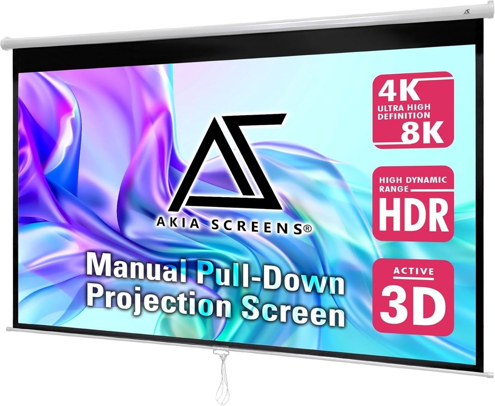 100-Inch Pull Down Projector Screen - ISF Certified for Stunning Clarity