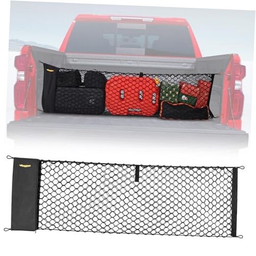 BUMBEE Envelope Style Trunk Cargo Net Compatible with Chevy Silverado 2013