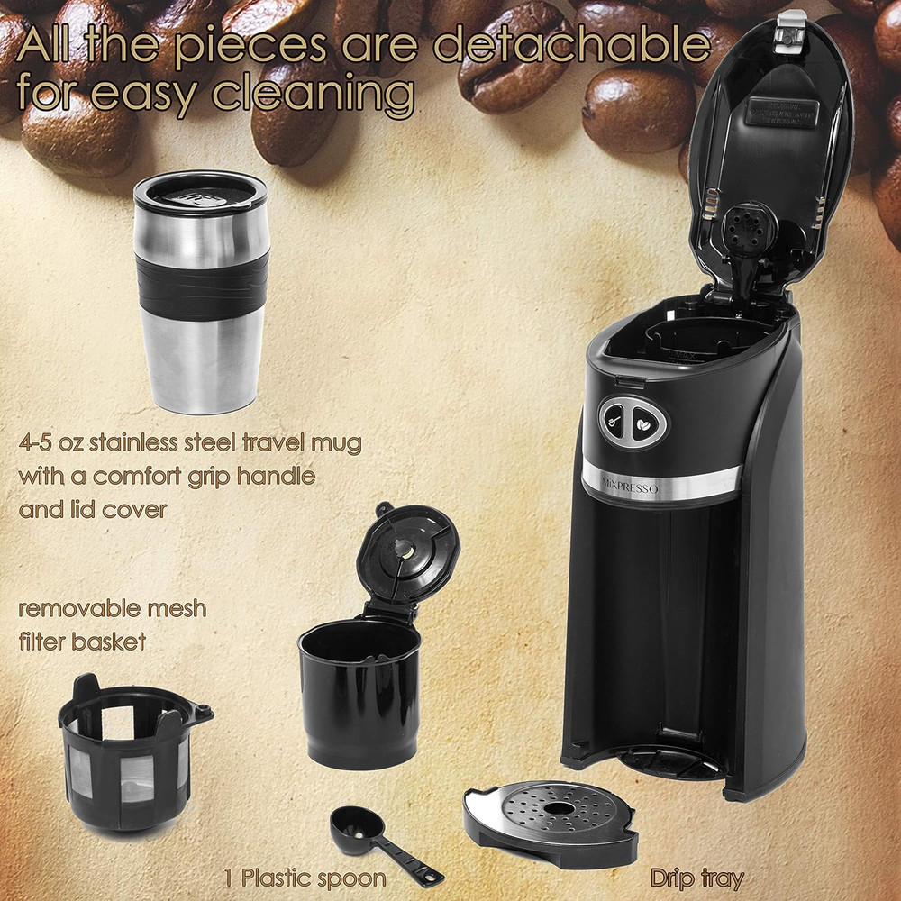 2 in 1 Grind Brew Automatic Personal Coffee Maker Automatic Single Serve Coffee
