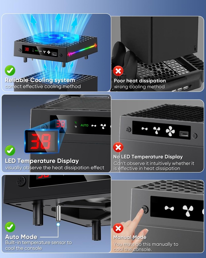 Xbox Series X Cooling Fan with LED Display, Auto & Manual Modes