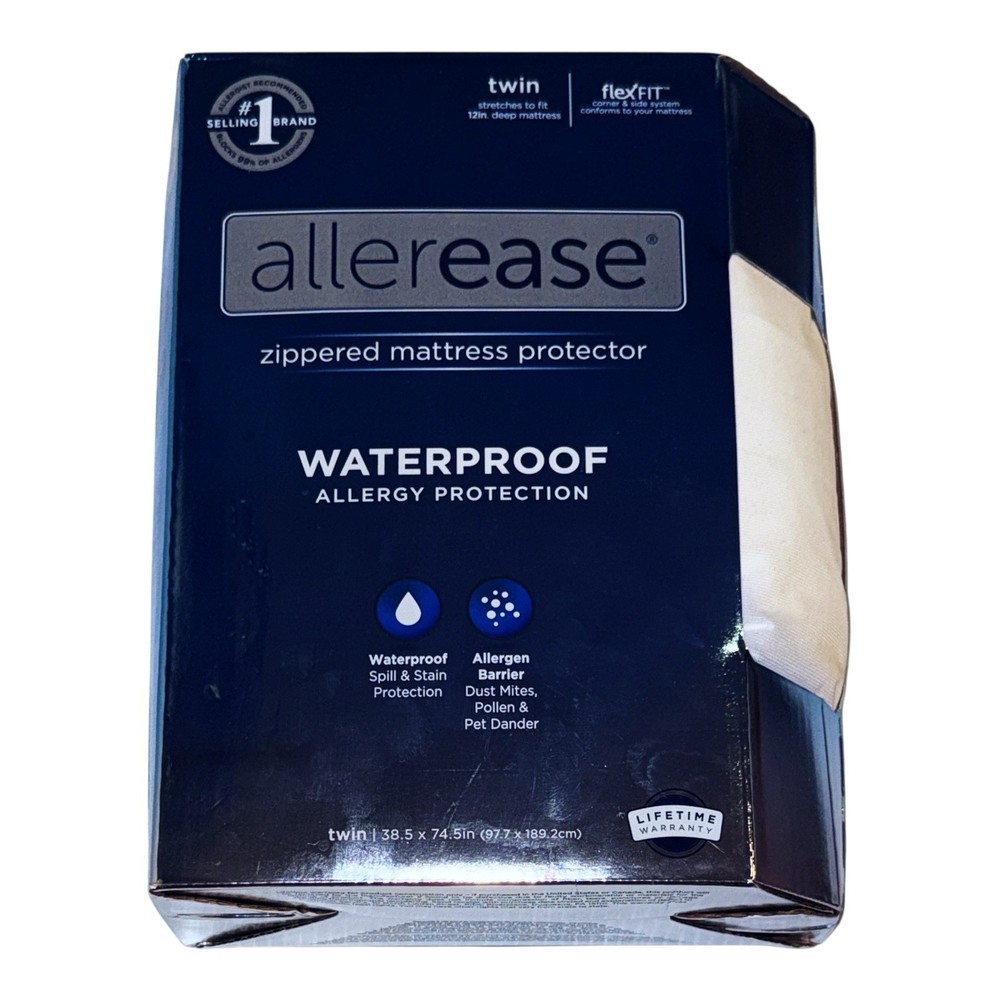 AllerEase Allergy Protection Waterproof Zippered Mattress Protector, Twin
