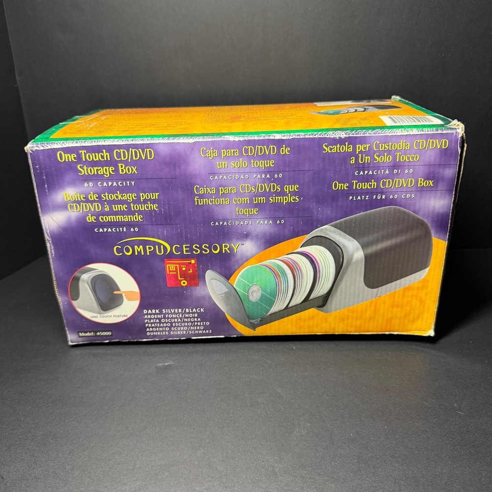 Vintage Desktop CD DVD Disc Case Push Open Retractable Holder Storage