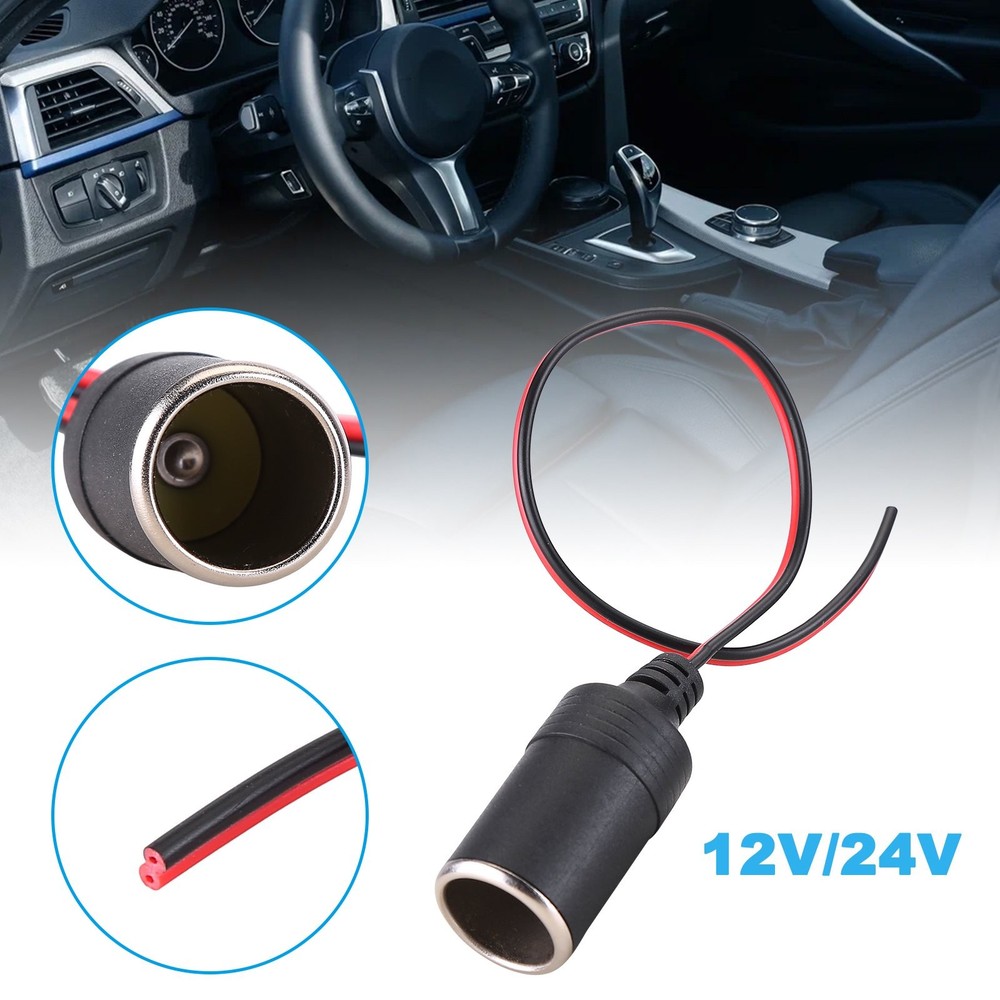 Cigarette Lighter Charger Cable Female Socket Plug Connector Adapter 12V/24V