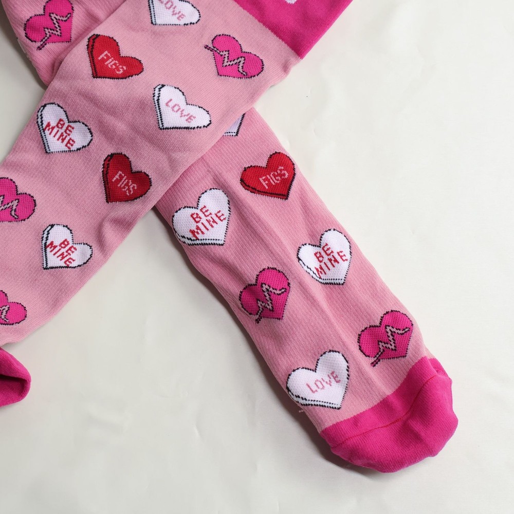Figs Compression Socks Size L Heart Design Pink New