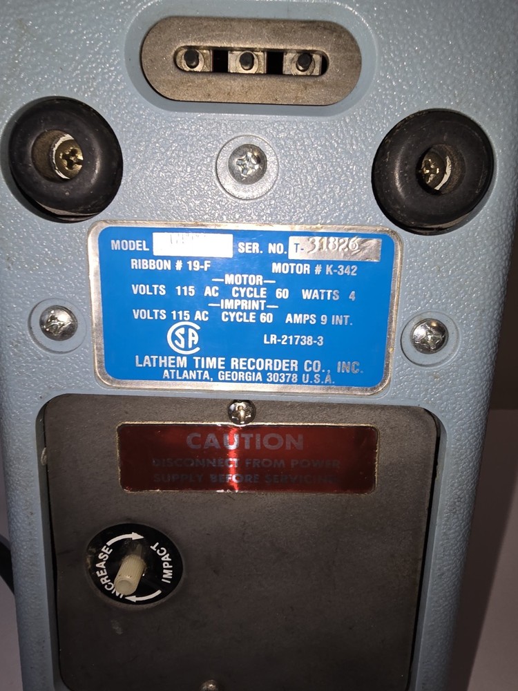 Lathem Vintage Time Clock Recorder — Electric Punch — Tested Working — Needs...