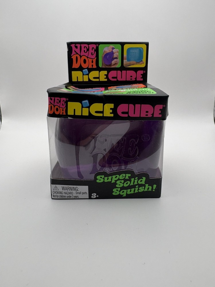 Schylling Nee Doh Nice Cube Super Solid Squish Squeeze cube Purple