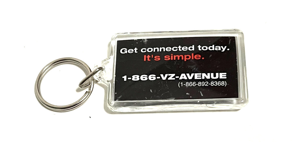 VERIZON Wireless Acrylic Plastic Rectangular Promotional Key Chain