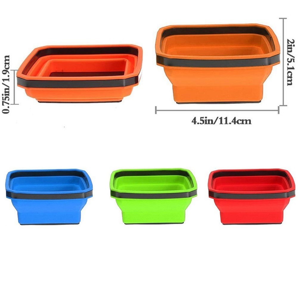 Soft Silicone Collapsible Screw Bowl with Magnetic Base for Tool Storage
