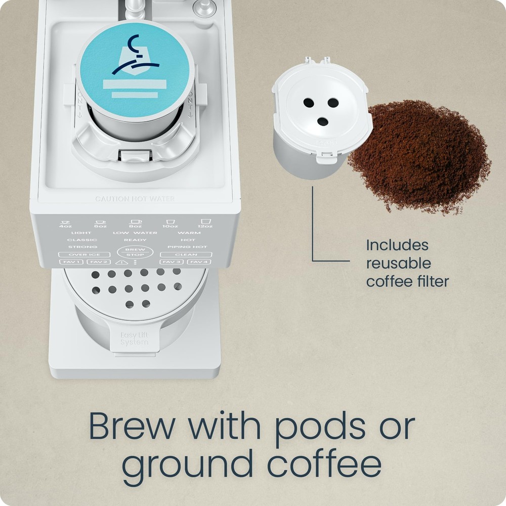 Single Serve Coffee Maker, Works with K-Cup & Grounds