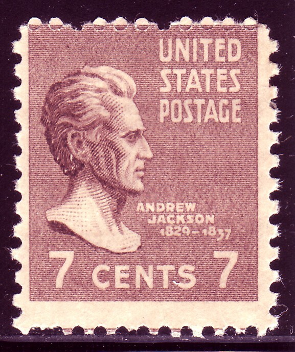 #812 ANDREW JACKSON PREXY PL# SINGLE EFO. MISCUT PERFS.
