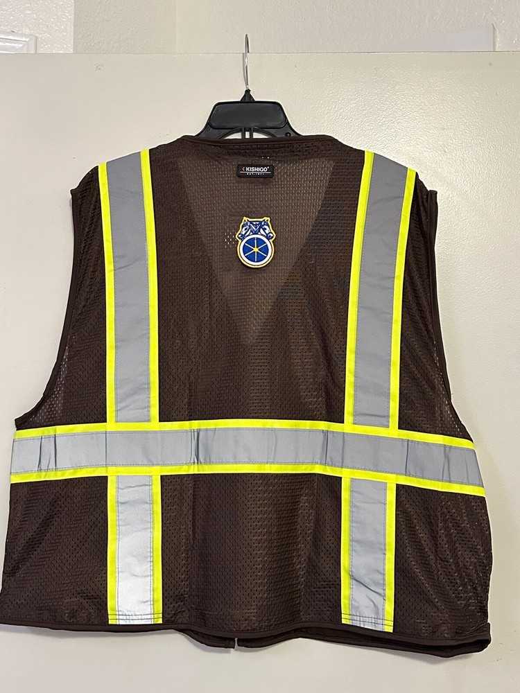 Brown safety vest reflective with pockets