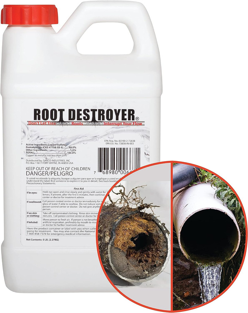 Root Destroyer - 5Lbs - Root Killer for Sewer, Pipe & Drain Lines, Septic Tanks