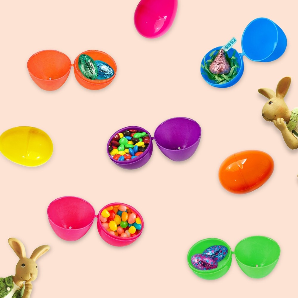 50/200 PCS 2.25" Plastic Easter Eggs Empty Easter Eggs Fillable Bright Eggs Bulk
