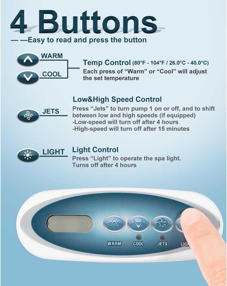 Replace Balboa 53238 Topside Control Panel 4-Button for Mini Oval Heat Jacket 7'