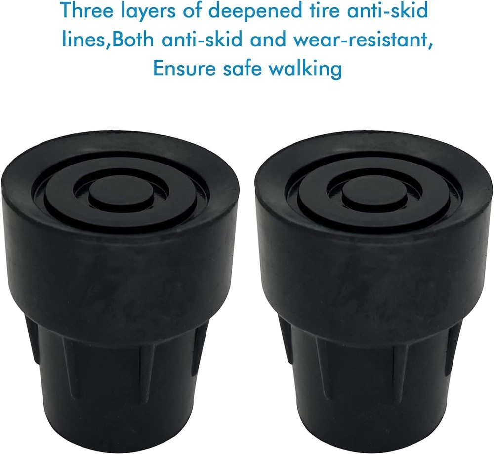 SecureGrip 1-Inch Cane Tip Replacements – Pack of 2