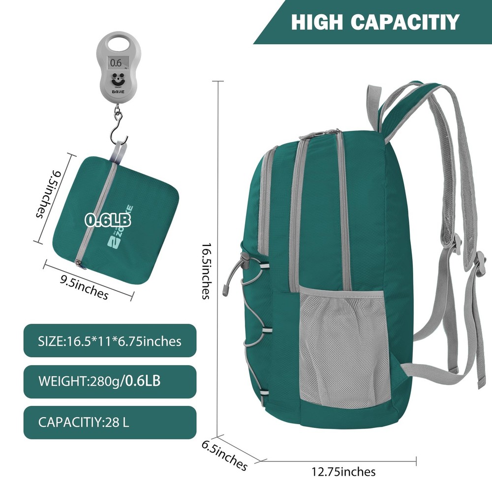Lightweight Packable Backpack 28L Foldable Backpacks Water Resistant Collapsi...